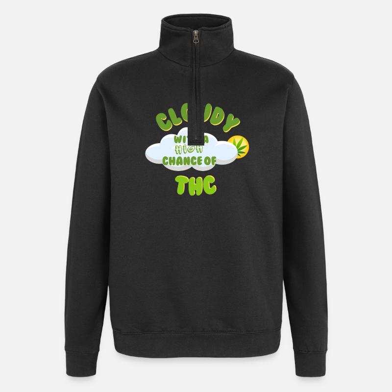 Wolkiges THC-Feier-Design - Quarter-Zip-Sweatshirt - Schwarz