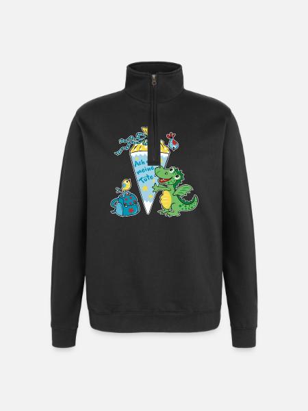 Schoolchild Dragon. Oh my bag! - Quarter-Zip Sweatshirt - black
