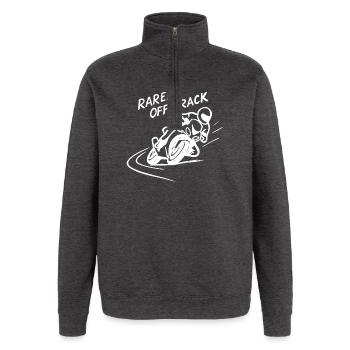 rarely off track motorcycle Speed Bike Rennstrecke - Quarter-Zip-Sweatshirt - Anthrazit - Vorne - AI Model Female 172 light (172cm) & AI Model Male 178 dark (178cm)