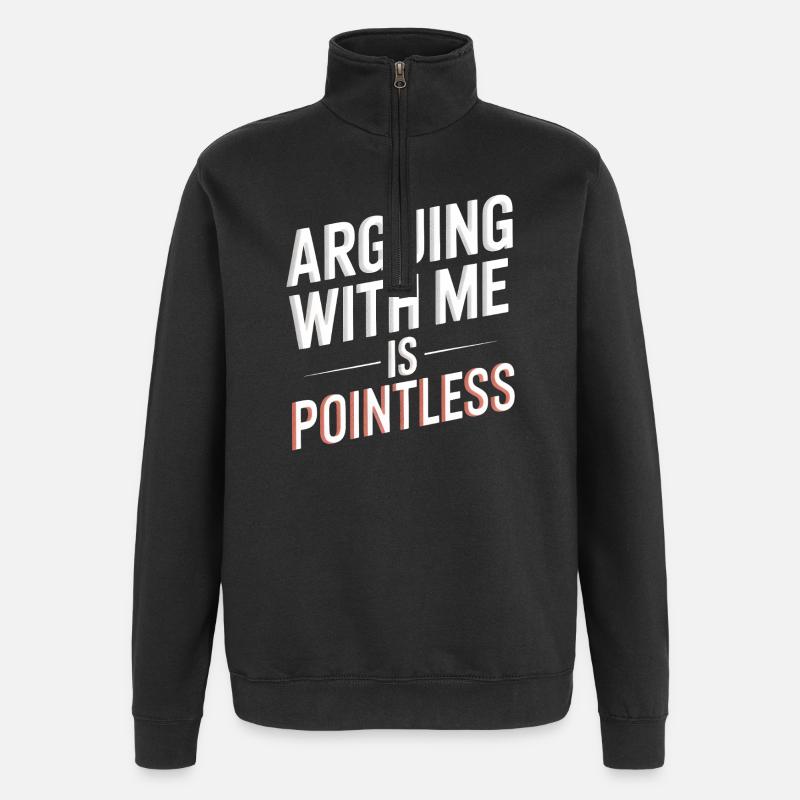Discuter avec moi est inutile - Sweat à zip 1/4 - noir