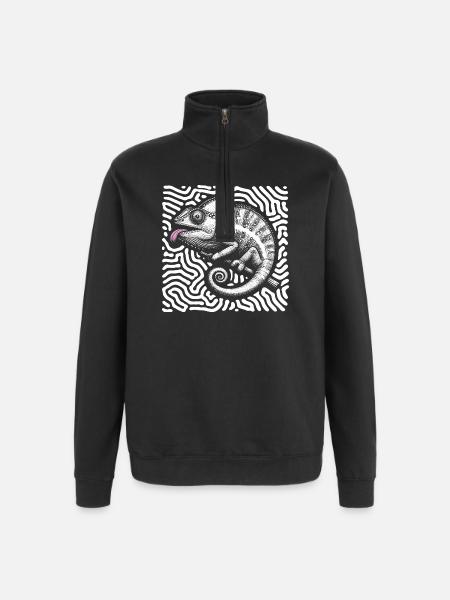 Chameleon pastel tribal art - Quarter-Zip Sweatshirt - black