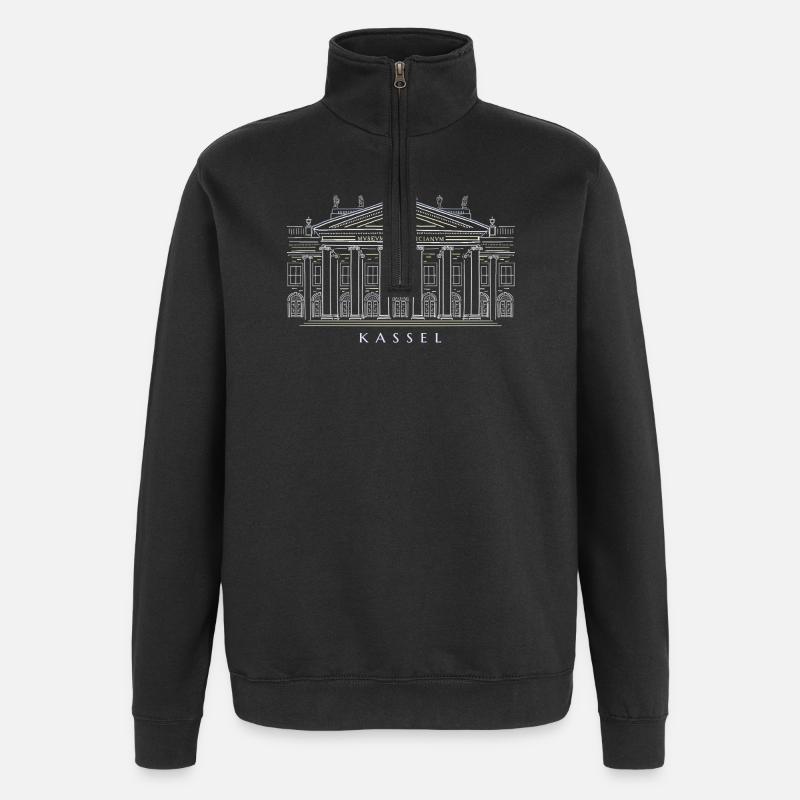 Kassel, Hand Drawing Fridericianum, Art - Quarter-Zip Sweatshirt - black