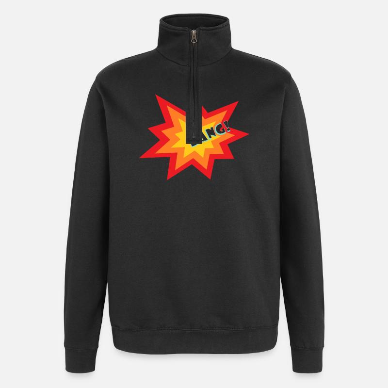 Explosion d’étoiles - Sweat à zip 1/4 - noir