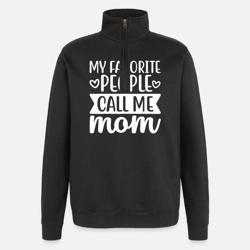 Appelez-moi maman Citation manuscrite - Sweat à zip 1/4 - noir