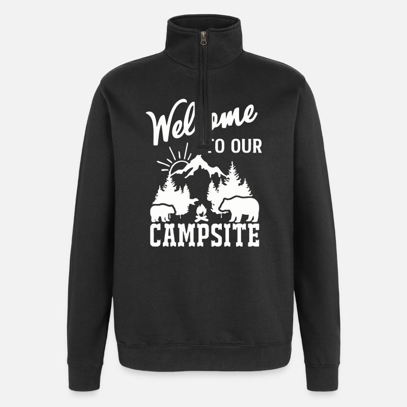 Mountain Nature Campfire Scene - Quarter-Zip Sweatshirt - black