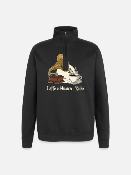 Caffè e Musica = Relax - Quarter-Zip Sweatshirt - black