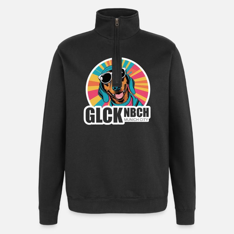 Glockenbach district? Anytime! - Quarter-Zip Sweatshirt - black
