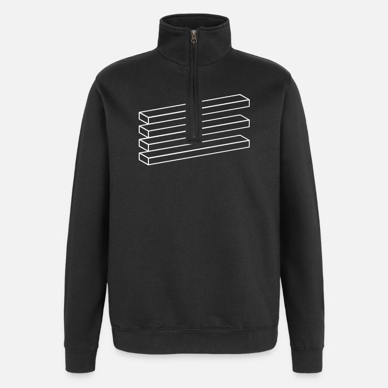 Optical Illusion Geometry Minimalist Puzzle - Quarter-Zip Sweatshirt - black