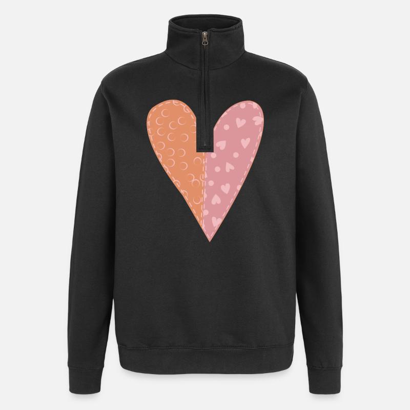 Coeur Patchwork No7 - Sweat à zip 1/4 - noir