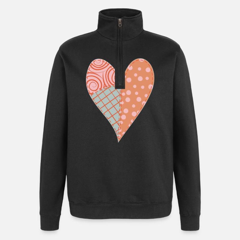 Patchwork Herz Nr. 4 - Quarter-Zip-Sweatshirt - Schwarz