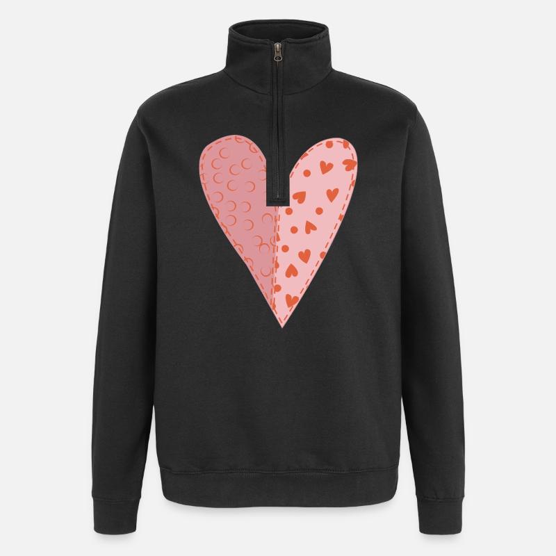 Coeur Patchwork No9 - Sweat à zip 1/4 - noir
