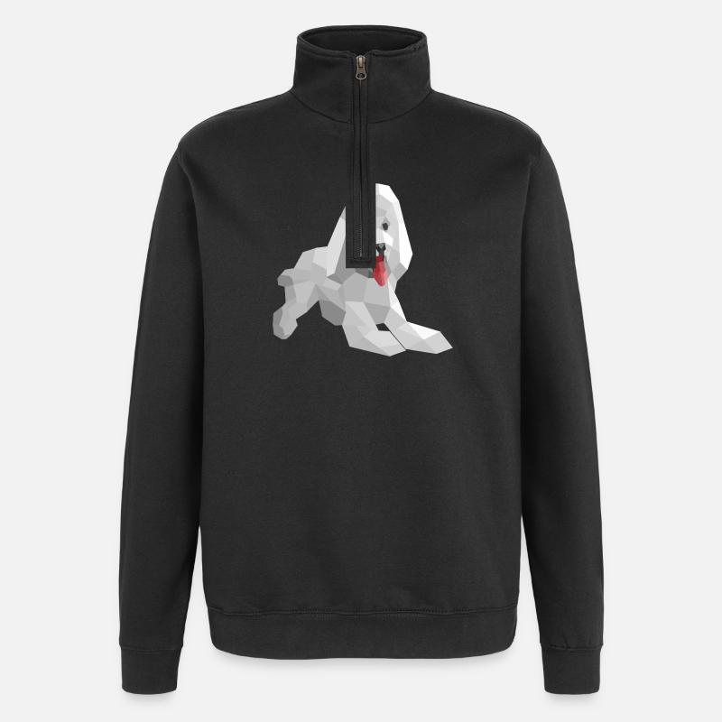 Elegant low poly poodle - Quarter-Zip Sweatshirt - black