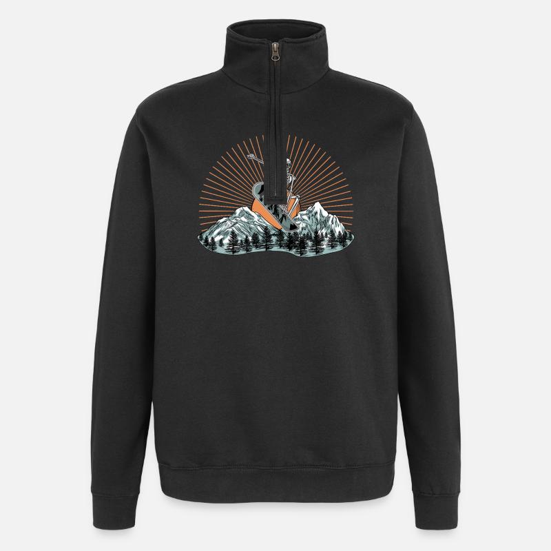 Kallio Surf Skeleton Design - Quarter-Zip Sweatshirt - black