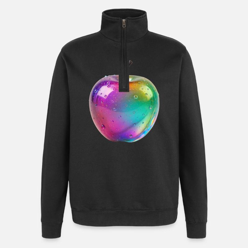 Regenbogen Apfel Ästhetik Design - Quarter-Zip-Sweatshirt - Schwarz