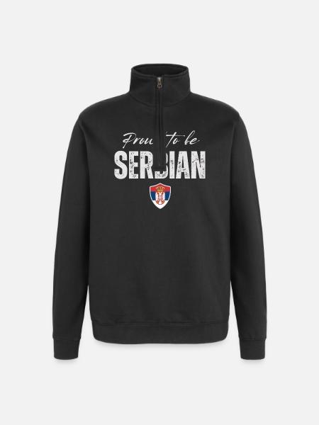 Serbe fier, fabriqué en Serbie - Sweat à zip 1/4 - noir
