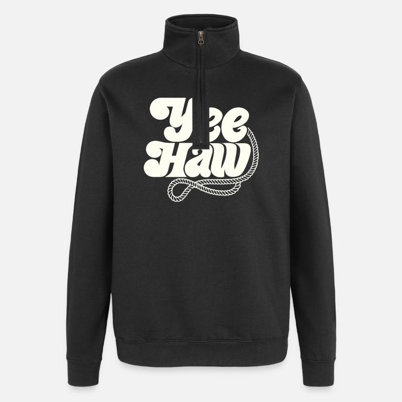 YEE HAW Lasso de cow-boy - Sweat à zip 1/4 - noir