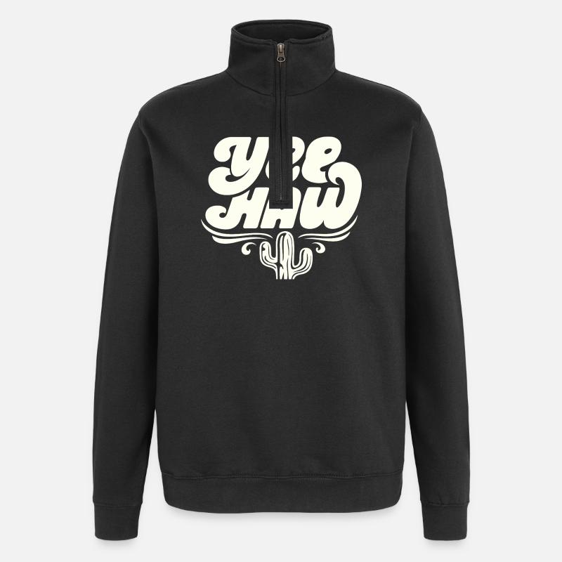 YEE HAW Rodéo de cow-boy - Sweat à zip 1/4 - noir