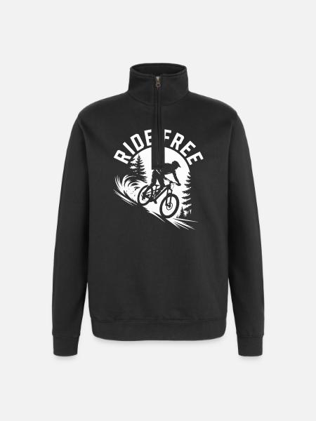 Ride Free Mountain Biking Tee - Quarter-Zip Sweatshirt - black
