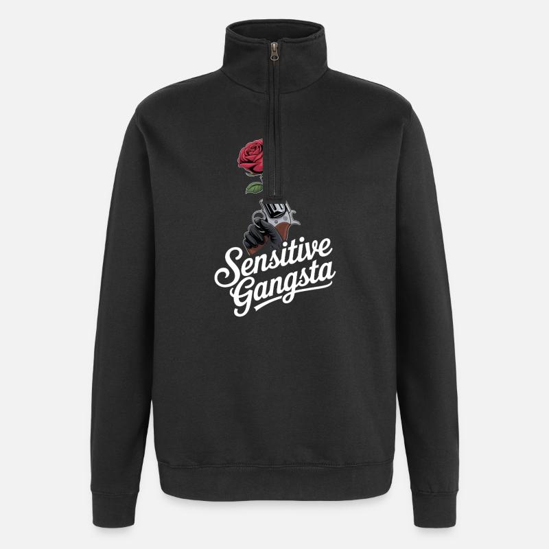 Gangsta sensible - Sweat à zip 1/4 - noir