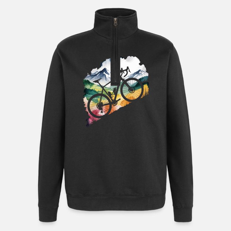 Mountain Biking Adventure Scene - Quarter-Zip Sweatshirt - black