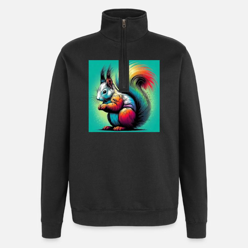 écureuil - Sweat à zip 1/4 - noir