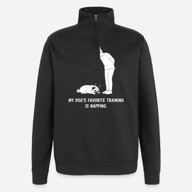 Dog Training Nap - Quarter-Zip Sweatshirt - black