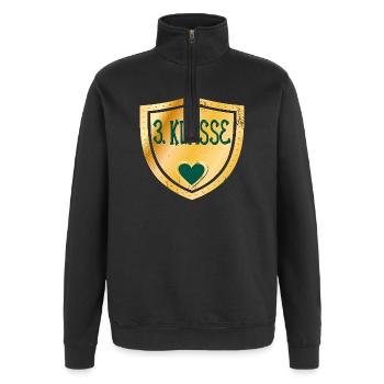 3. Klasse Grundschule - Grundschüler Drittklässler - Quarter-Zip-Sweatshirt - Schwarz - Vorne - AI Model Female 172 light (172cm) & AI Model Male 178 dark (178cm)