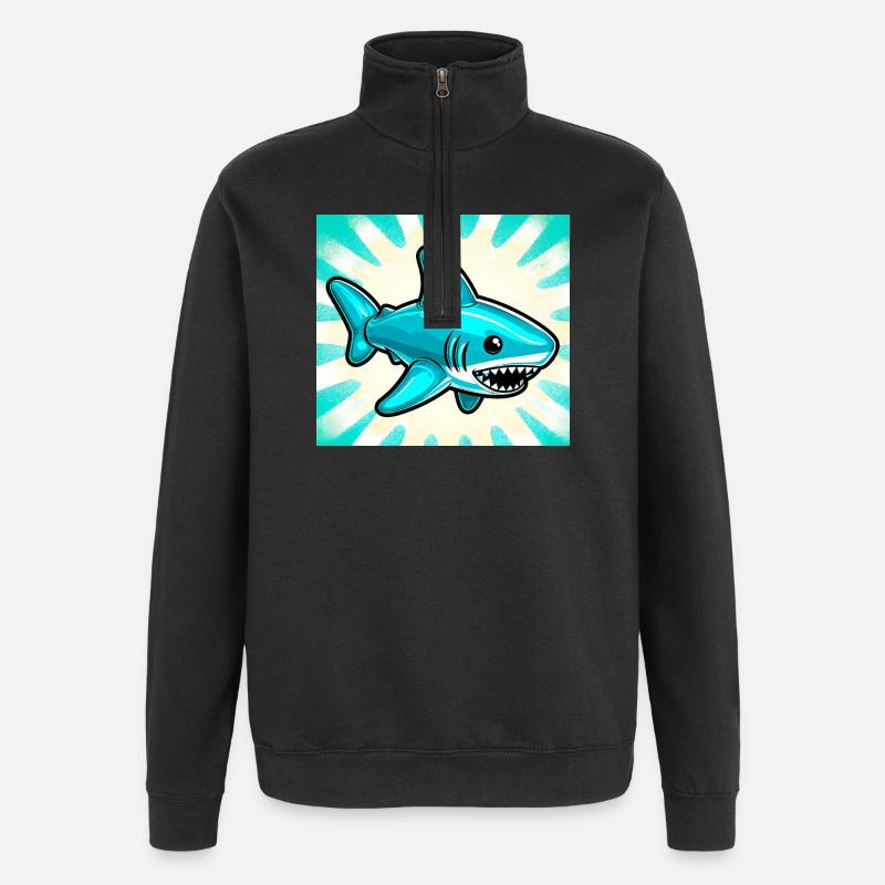 Requin - Sweat à zip 1/4 - noir