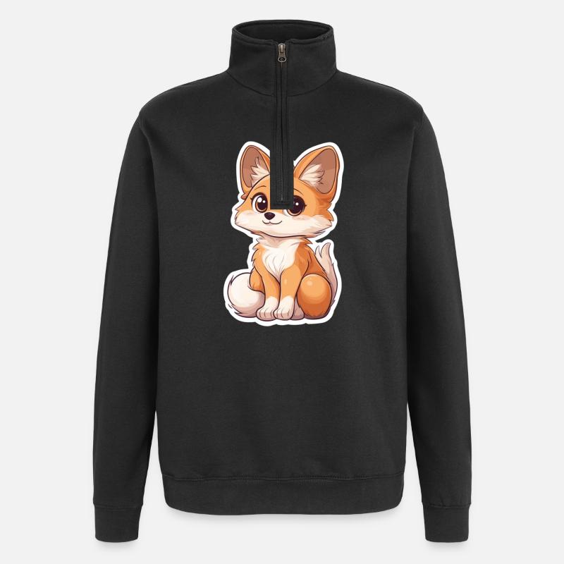 Fox - Quarter-Zip Sweatshirt - black