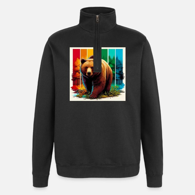 Bär - Quarter-Zip-Sweatshirt - Schwarz