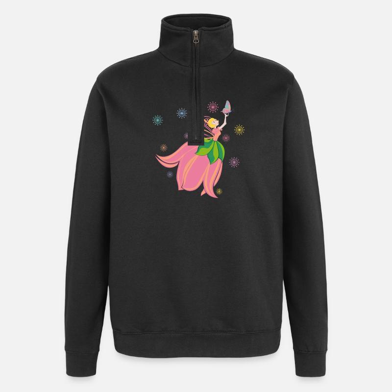 Fabelhafte Blumenfee mit Schmetterling - Quarter-Zip-Sweatshirt - Schwarz