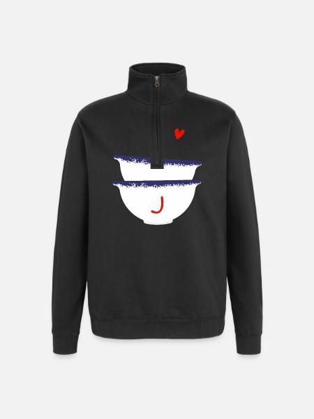 Letter J Breton bowls - Quarter-Zip Sweatshirt - black
