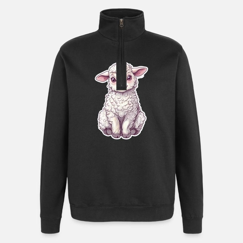 Schaf - Quarter-Zip-Sweatshirt - Schwarz