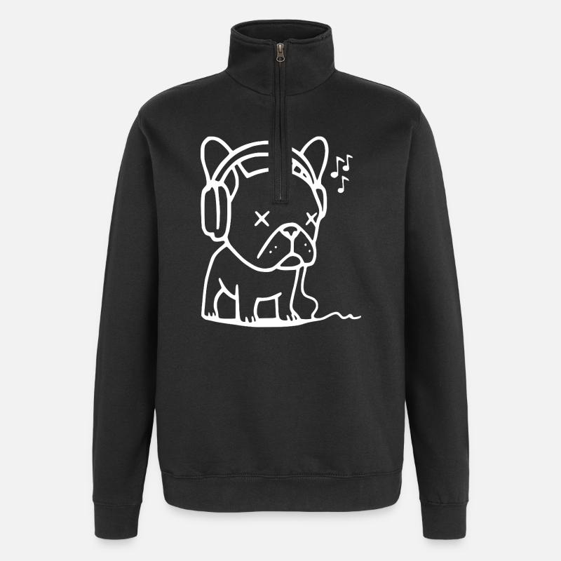 Bouledogue Frenchie avec casque - Sweat à zip 1/4 - noir
