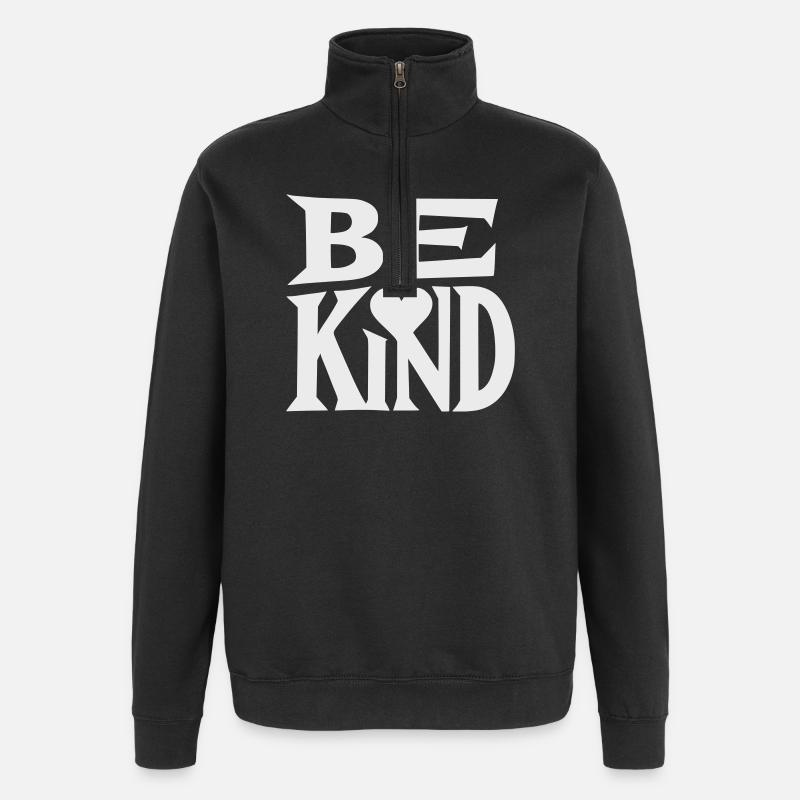 Slogan Be kind with heart - Sweat à zip 1/4 - noir