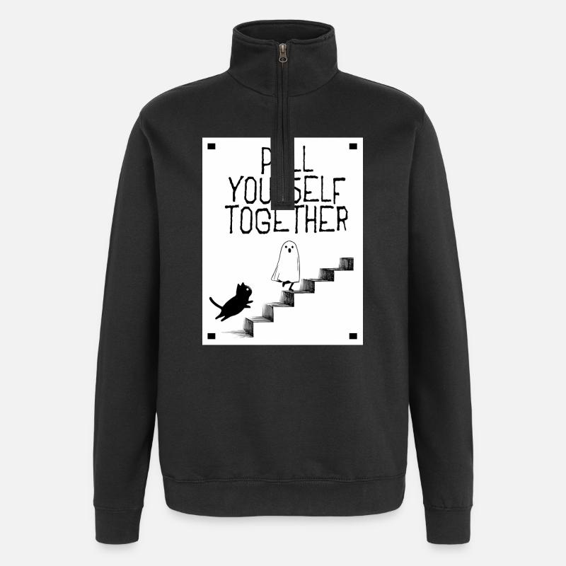 Pull yourself together - Quarter-Zip Sweatshirt - black