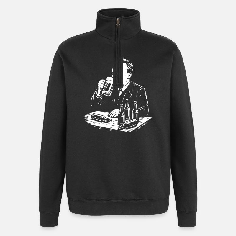 Friedrich Nietzsche drinking Beer illustration - Quarter-Zip Sweatshirt - black