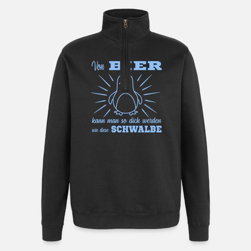 Bier Pinguin - Quarter-Zip-Sweatshirt - Schwarz