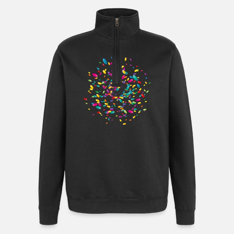 Wirbelndes buntes Konfetti - Quarter-Zip-Sweatshirt - Schwarz