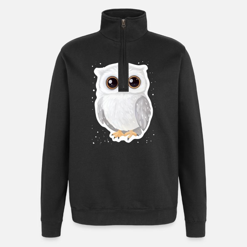 Eule - Quarter-Zip-Sweatshirt - Schwarz