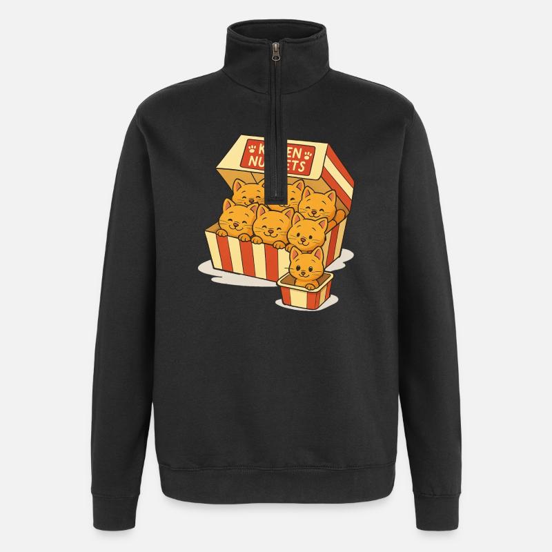 Cat capsules with cute faces - Quarter-Zip Sweatshirt - black