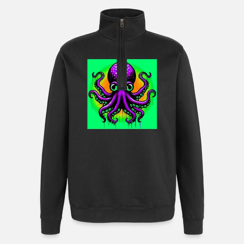 Octopus - Quarter-Zip Sweatshirt - black
