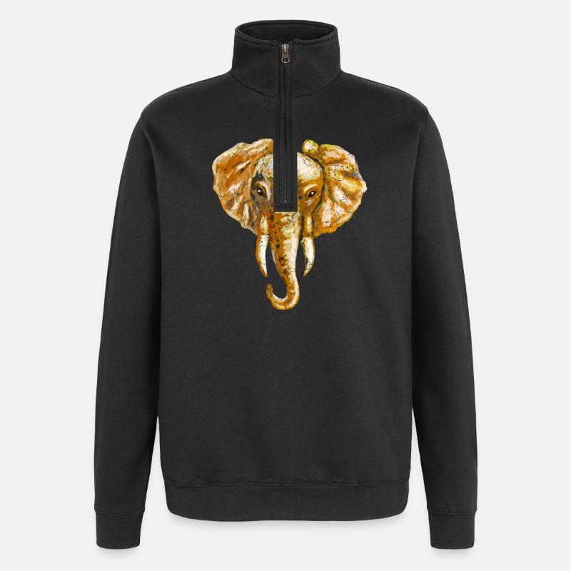 Éléphant - Sweat à zip 1/4 - noir