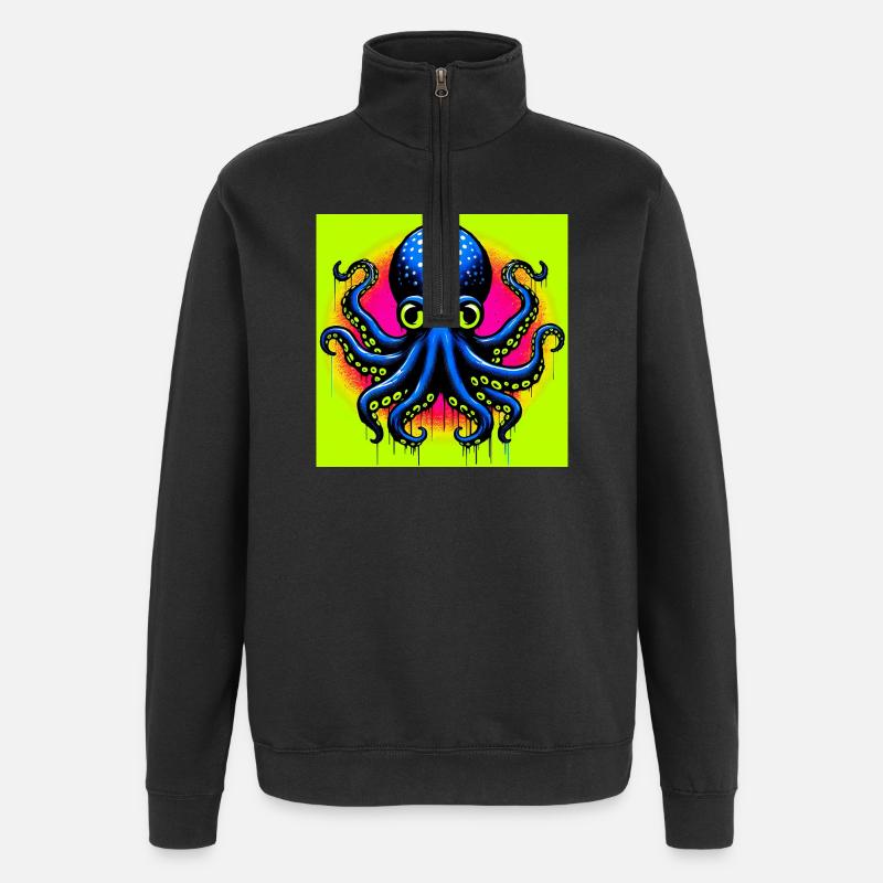 Octopus - Quarter-Zip Sweatshirt - black