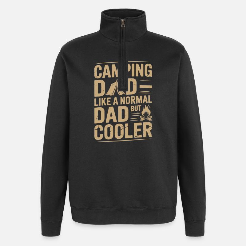 Papa Camping Décontracté et Élégant - Sweat à zip 1/4 - noir