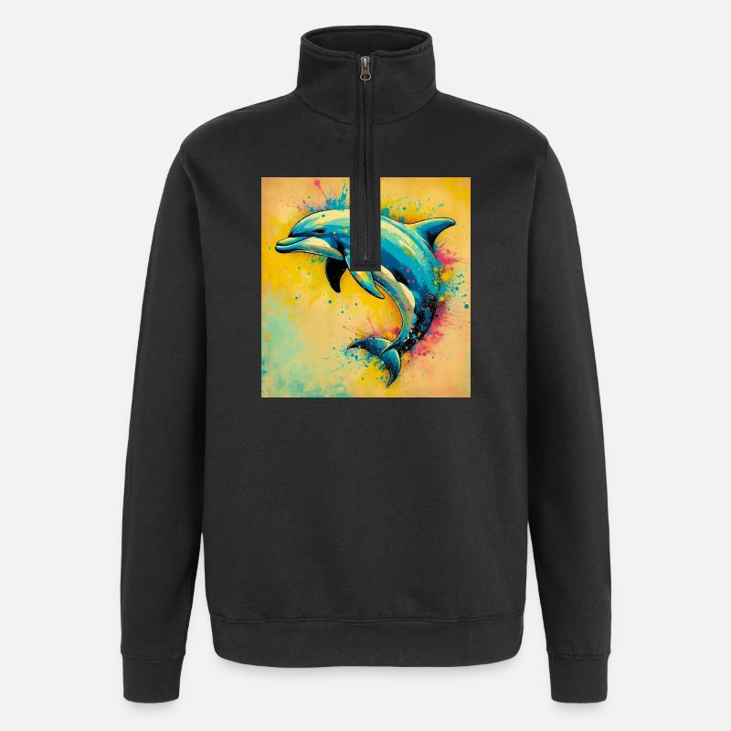 Delfin - Quarter-Zip-Sweatshirt - Schwarz