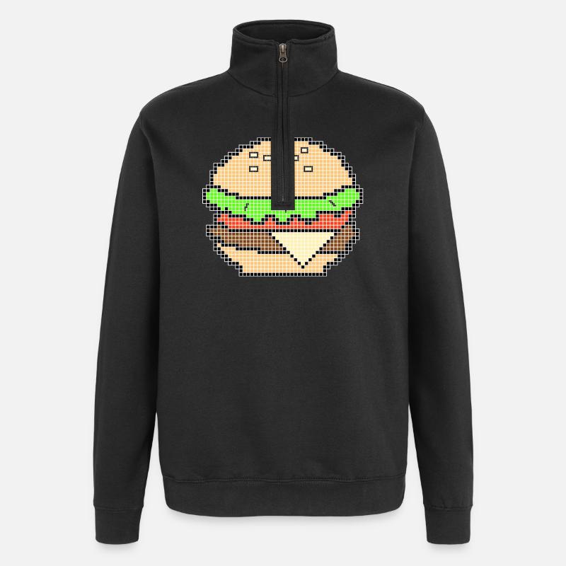 Pixel Art Cheeseburger Design - Quarter-Zip Sweatshirt - black