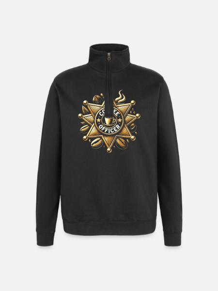 Coffee Officer Badge Design - Quarter-Zip Sweatshirt - black