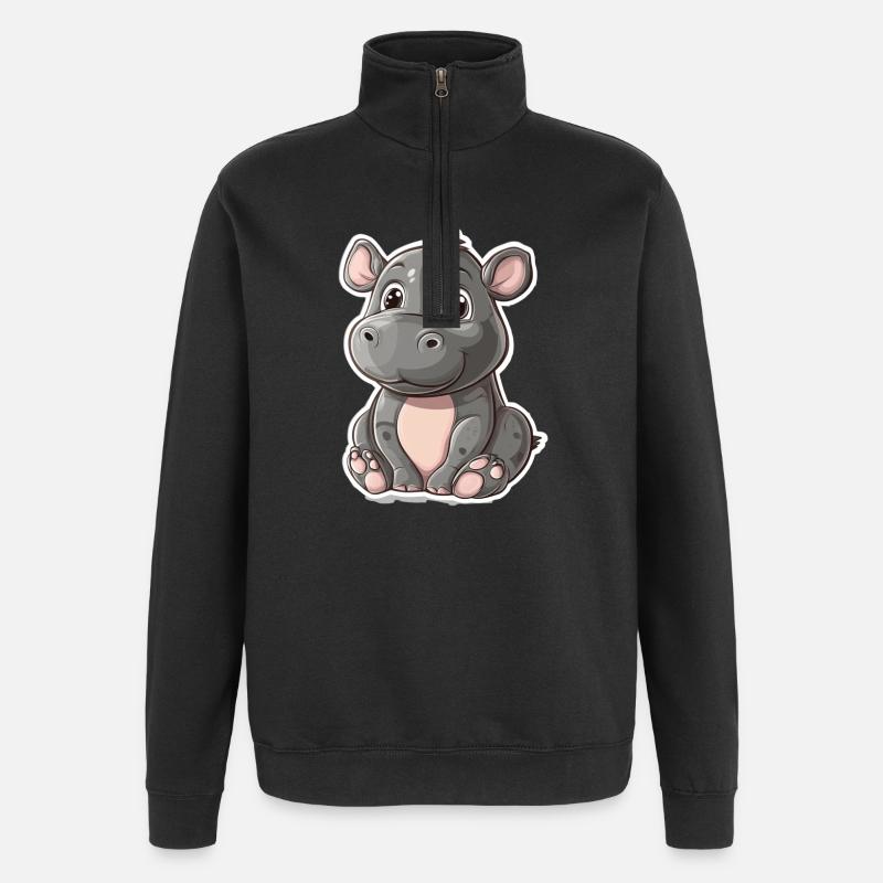 Nilpferd - Quarter-Zip-Sweatshirt - Schwarz
