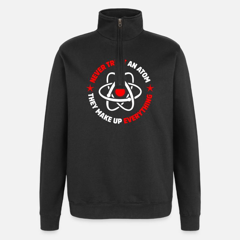 protons neutrons electrons - Quarter-Zip Sweatshirt - black